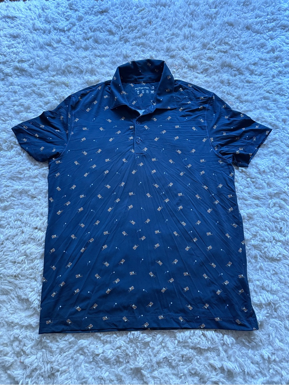 Abercrombie & Fitch Men's Navy Printed Performance Polo Shirt
